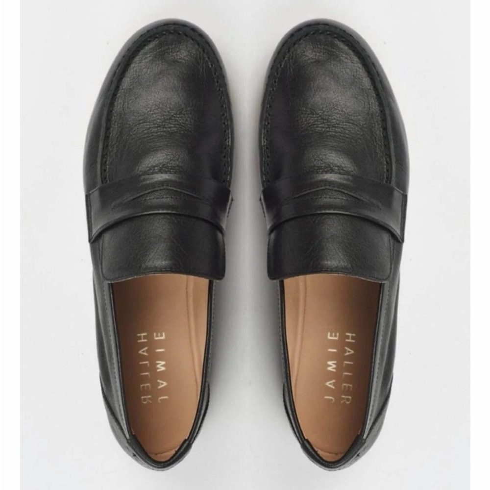 Jamie Haller Black Leather Penny Loafers